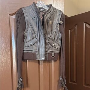 Bebe Dark Brown Leather & sweater Jacket for Women